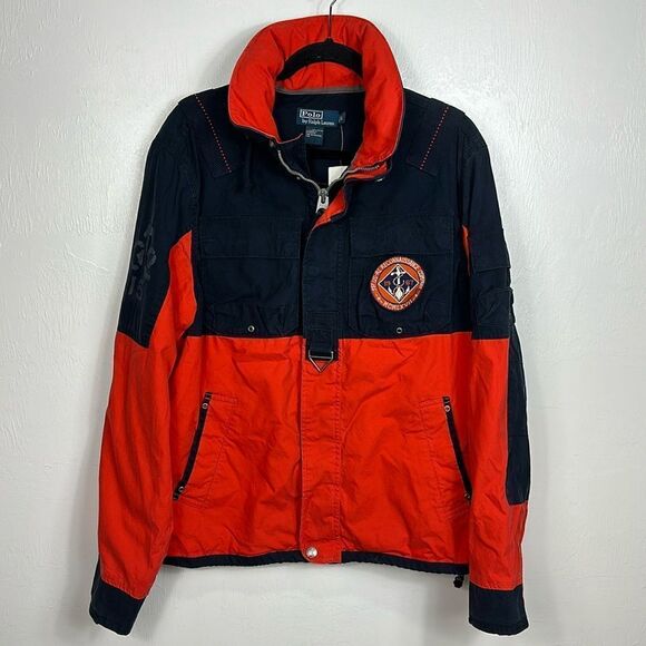 Polo Ralph Lauren USRL Reconnaissance Nautical Jacket In Orange And Navy Size L - Picture 3 of 15